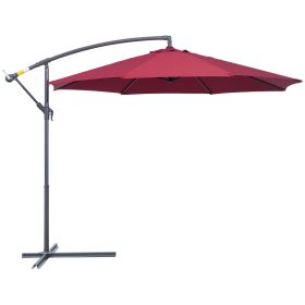 Offset Patio Umbrella, 10' Cantilever Outdoor Shade, UV & Water Resistant, Tilt Feature - Red