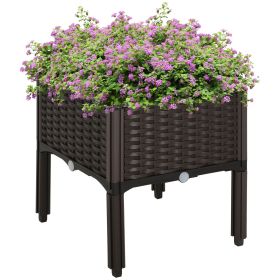Elevated Garden Bed, Brown Plastic 15x15, Self-Watering with Drainage DIY Kit