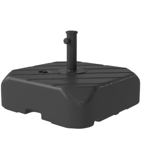 Patio Umbrella Base with Wheels, Telescopic Handle, 158 lb Sand or 99 lb Water Filled Umbrella Stand, Black