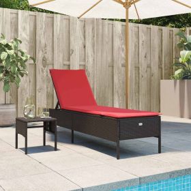 Patio Sun Lounger Brown PE rattan 78 x 21.7 x 38.2 in