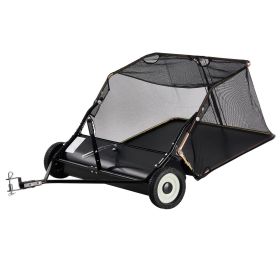 42-inch Lawn Sweeper Tow Behind, 12 cu.ft. Large Pull Behind Grass Sweeper, Heavy Duty Leaf & Grass Collector with Dumping Rope Design