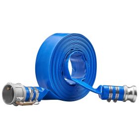 Pool Drain Hose, 2 inch by 50 ft, Durable PVC Material, Includes Aluminum Camlock C & E Connectors and Clamps, Fits Pumps and Sand Filters