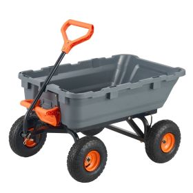 Garden Cart, Durable Poly Dump Cart with Simple Assembly Steel Structure, Versatile Dump Wagon with Dual-Function Handle