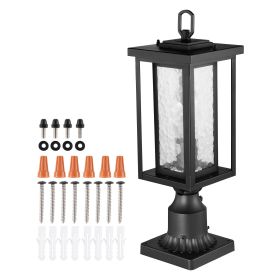 2 Pack Dusk to Dawn Outdoor Post Light, 17.72 in, Waterproof Lamp Post Light Fixtures with 3.5 in Pier Mount Base Glass Shade