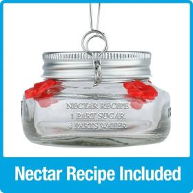 6oz Mason Jar Hummingbird Glass Feeder 2.5" (Option: Clear)